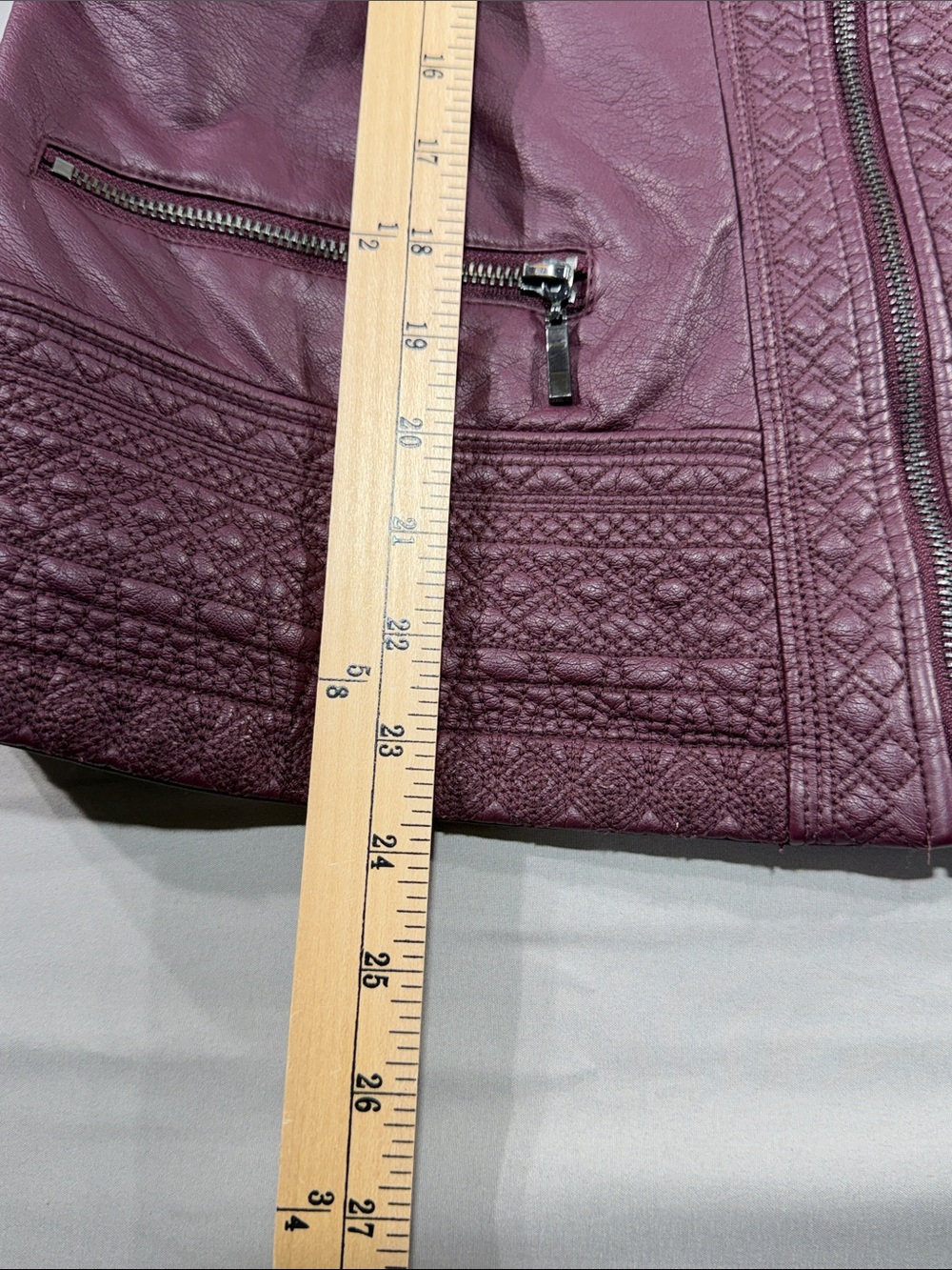 Christopher & Banks Plum Leather Zip Jacket - Picture 6 of 7